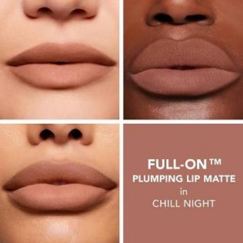 Buxom NIB Plumping Matte Lip in "Chill Night" a Spiced Cinnamon Brown